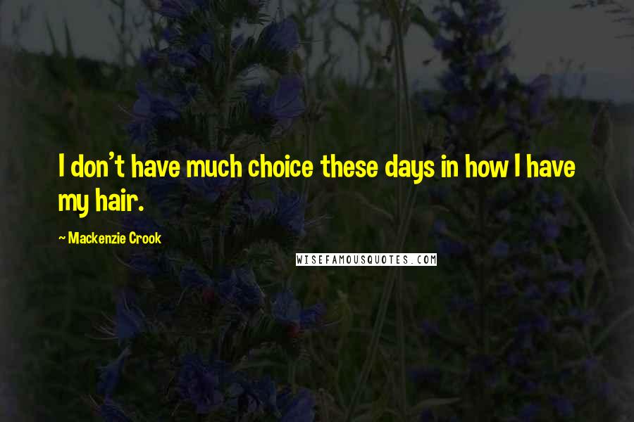 Mackenzie Crook quotes: I don't have much choice these days in how I have my hair.