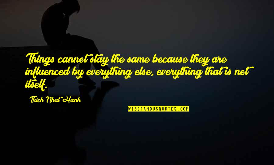 Mackthestranger Quotes By Thich Nhat Hanh: Things cannot stay the same because they are Mackthestranger Quotes By Thich Nhat Hanh: Things cannot stay the same because they are