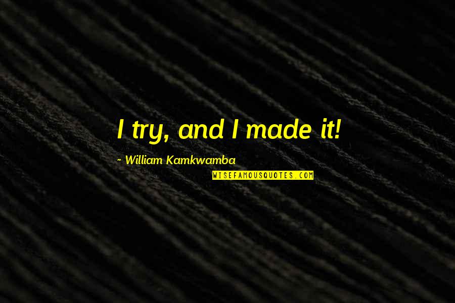 Mactaggart Tartan Quotes By William Kamkwamba: I try, and I made it! Mactaggart Tartan Quotes By William Kamkwamba: I try, and I made it!