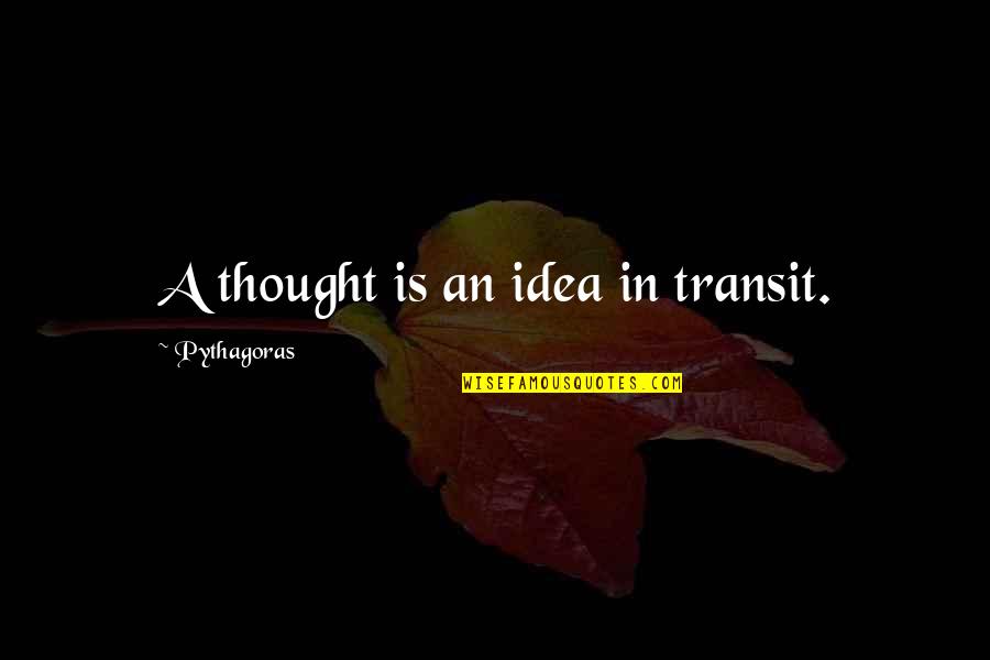 Maculate Giraffe Quotes By Pythagoras: A thought is an idea in transit.