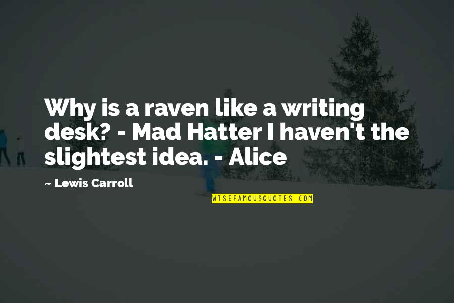 Mad As A Hatter Quotes By Lewis Carroll: Why is a raven like a writing desk? Mad As A Hatter Quotes By Lewis Carroll: Why is a raven like a writing desk?