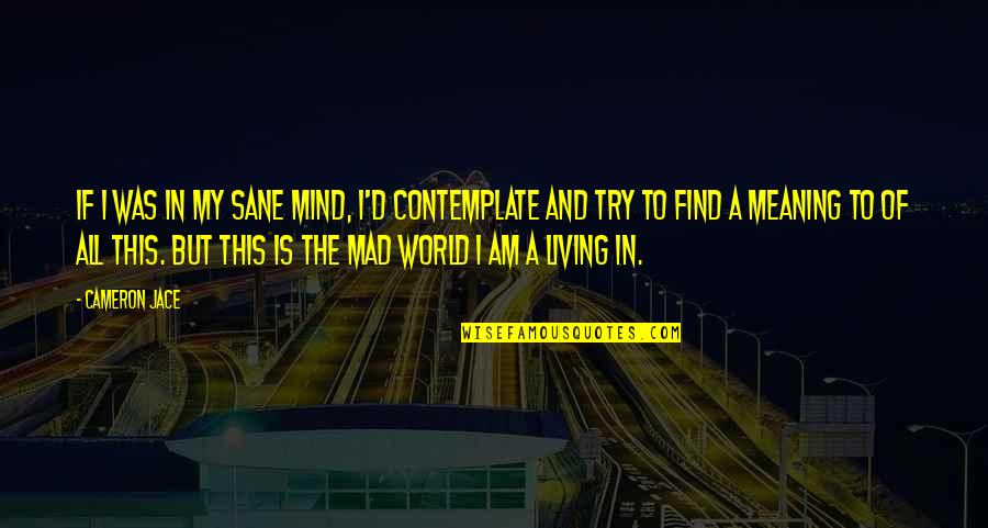 Mad Mad Mad Mad World Quotes By Cameron Jace: If I was in my sane mind, I'd