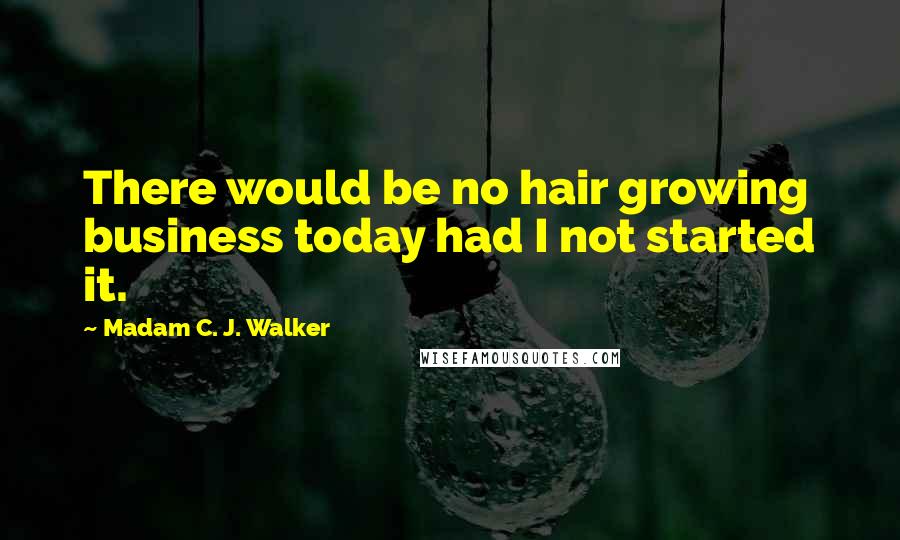 Madam C. J. Walker quotes: There would be no hair growing business today had I not started it.