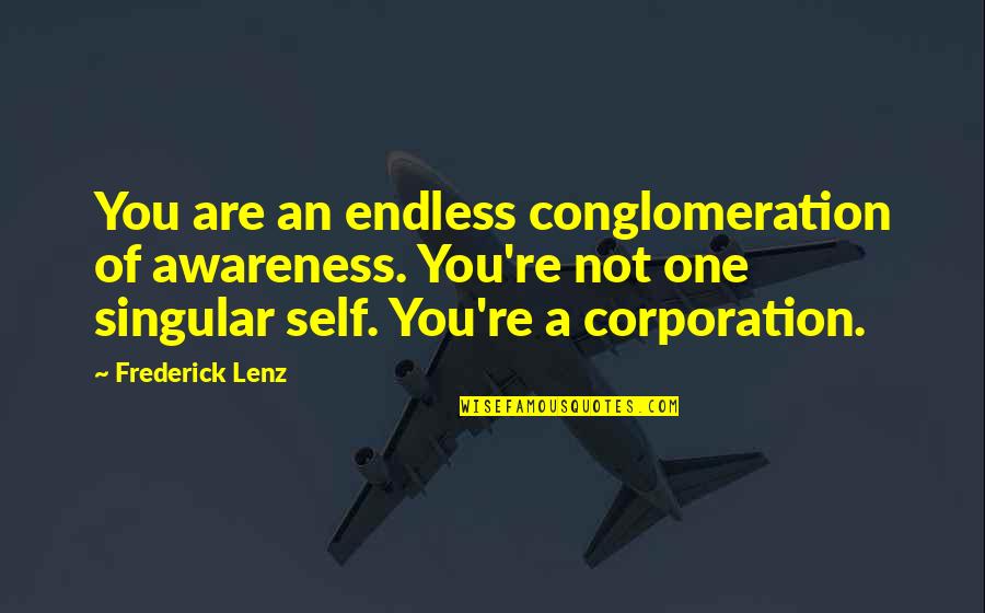 Maddening Osmenite Quotes By Frederick Lenz: You are an endless conglomeration of awareness. You're
