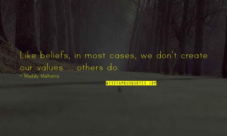 Maddy Malhotra Quotes By Maddy Malhotra: Like beliefs, in most cases, we don't create
