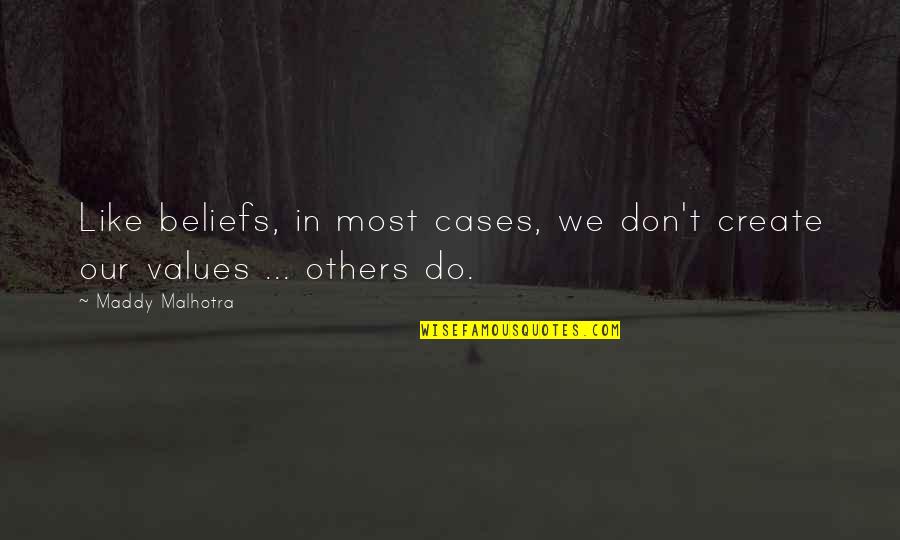 Maddy's Quotes By Maddy Malhotra: Like beliefs, in most cases, we don't create