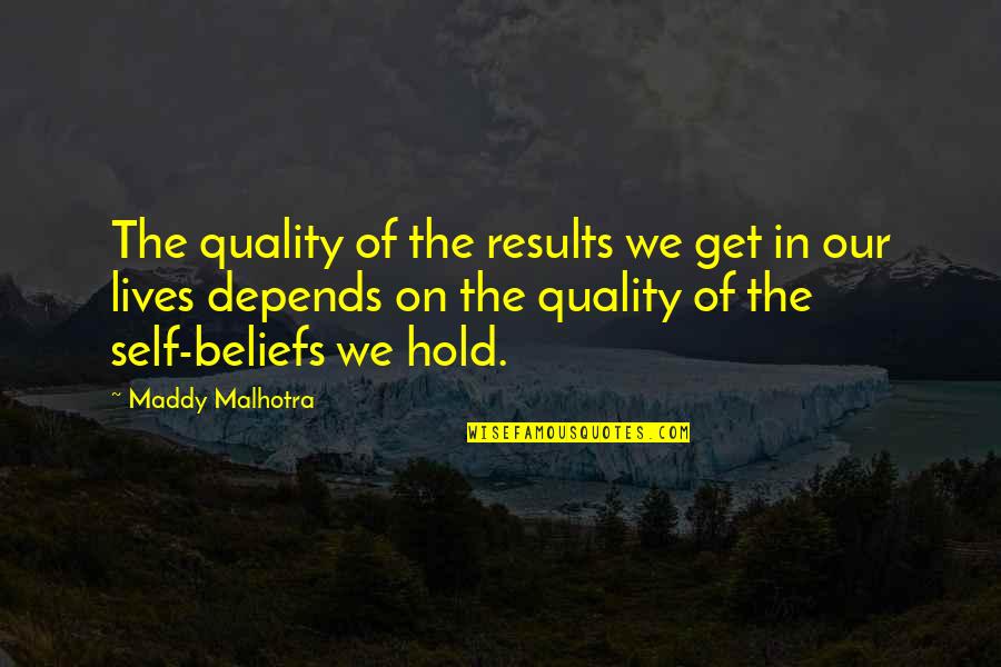 Maddy's Quotes By Maddy Malhotra: The quality of the results we get in