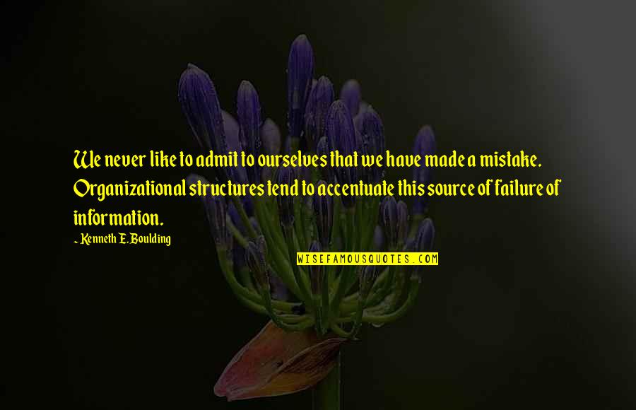 Made A Mistake Quotes By Kenneth E. Boulding: We never like to admit to ourselves that