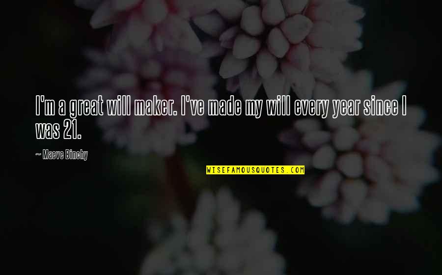 Made And Maker Quotes By Maeve Binchy: I'm a great will maker. I've made my