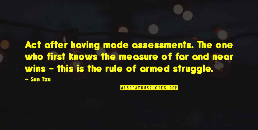 Made To Measure Quotes By Sun Tzu: Act after having made assessments. The one who