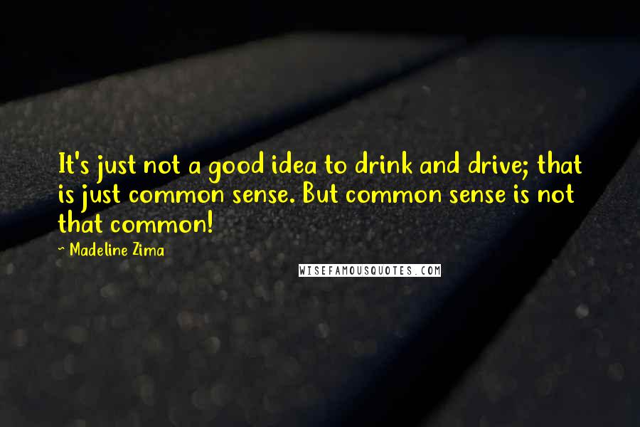 Madeline Zima quotes: It's just not a good idea to drink and drive; that is just common sense. But common sense is not that common!