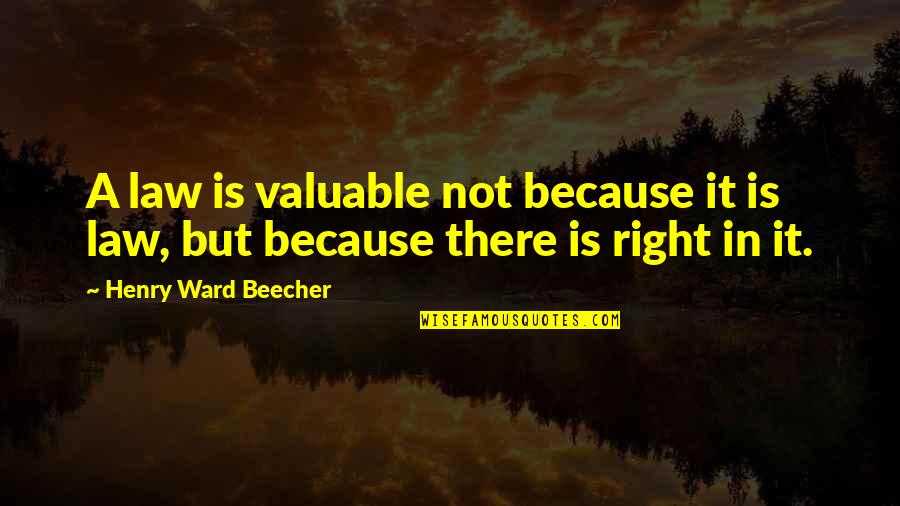 Madhvani Scholarships Quotes By Henry Ward Beecher: A law is valuable not because it is