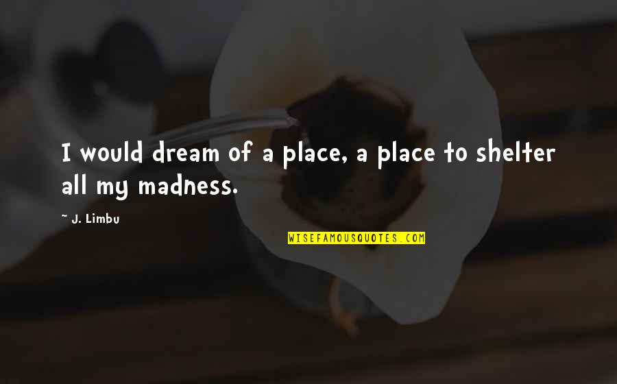 Madness And Sadness Quotes By J. Limbu: I would dream of a place, a place