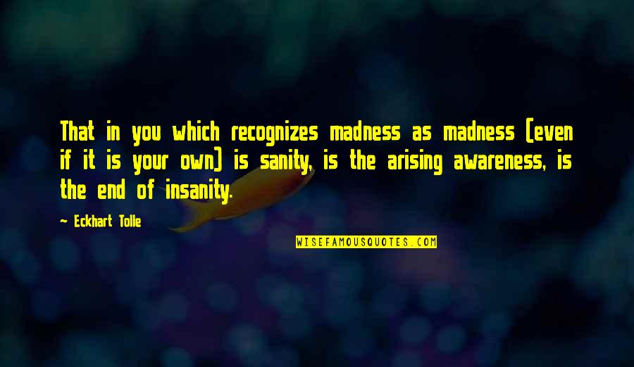 Madness And Sanity Quotes By Eckhart Tolle: That in you which recognizes madness as madness