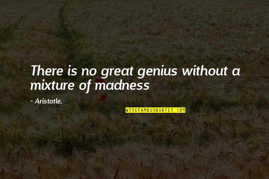 Madness Is Genius Quotes By Aristotle.: There is no great genius without a mixture