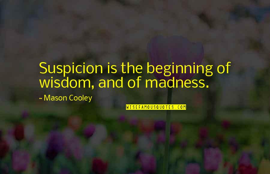 Madness Quotes By Mason Cooley: Suspicion is the beginning of wisdom, and of