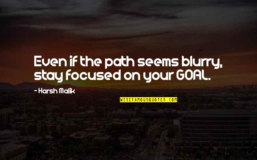 Madow Center Quotes By Harsh Malik: Even if the path seems blurry, stay focused