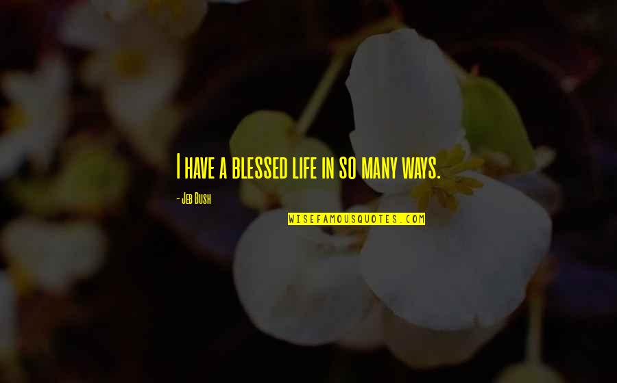 Madow Center Quotes By Jeb Bush: I have a blessed life in so many Madow Center Quotes By Jeb Bush: I have a blessed life in so many