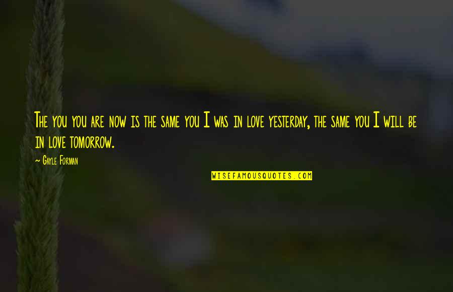 Maege Mormont Quotes By Gayle Forman: The you you are now is the same Maege Mormont Quotes By Gayle Forman: The you you are now is the same