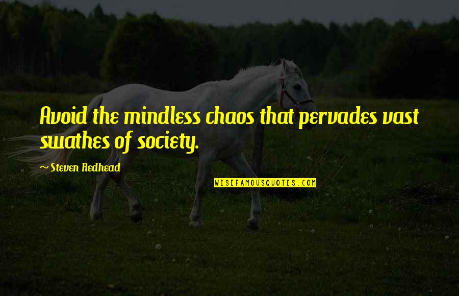 Maejor Thank Quotes By Steven Redhead: Avoid the mindless chaos that pervades vast swathes Maejor Thank Quotes By Steven Redhead: Avoid the mindless chaos that pervades vast swathes