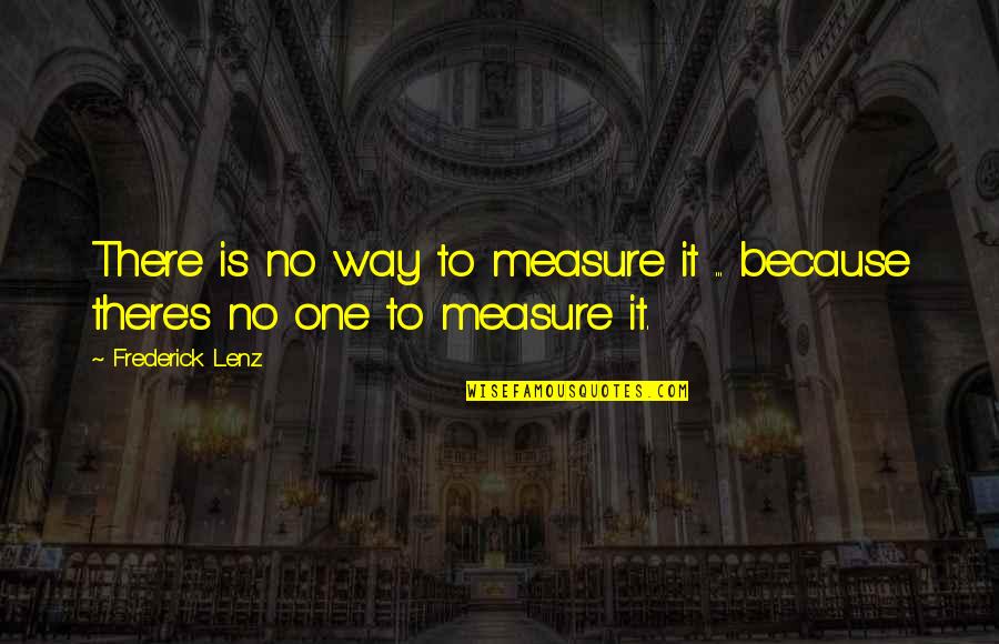Maelea Perdue Quotes By Frederick Lenz: There is no way to measure it ...
