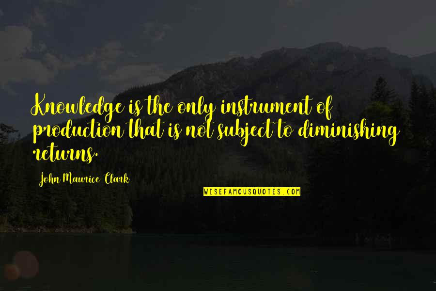 Maester's Quotes By John Maurice Clark: Knowledge is the only instrument of production that Maester's Quotes By John Maurice Clark: Knowledge is the only instrument of production that
