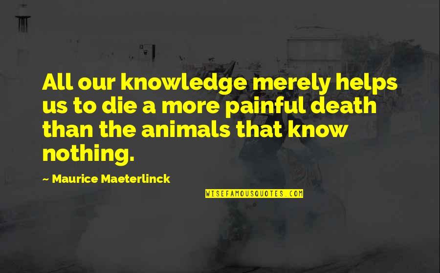Maeterlinck's Quotes By Maurice Maeterlinck: All our knowledge merely helps us to die Maeterlinck's Quotes By Maurice Maeterlinck: All our knowledge merely helps us to die