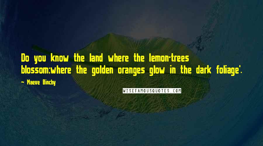 Maeve Binchy quotes: Do you know the land where the lemon-trees blossom;where the golden oranges glow in the dark foliage'.