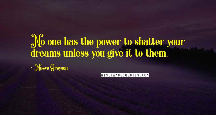 Maeve Greyson quotes: No one has the power to shatter your dreams unless you give it to them.