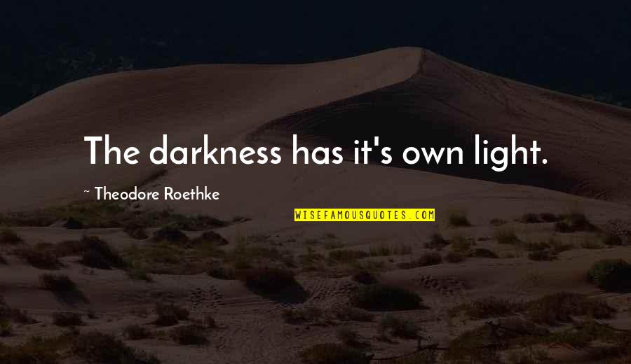Mafara Hobson Quotes By Theodore Roethke: The darkness has it's own light. Mafara Hobson Quotes By Theodore Roethke: The darkness has it's own light.
