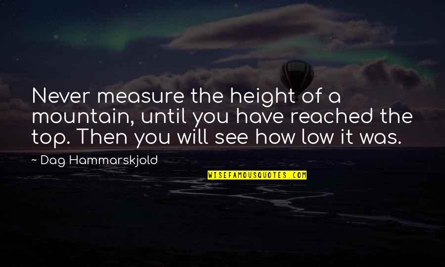 Magalona Family Quotes By Dag Hammarskjold: Never measure the height of a mountain, until