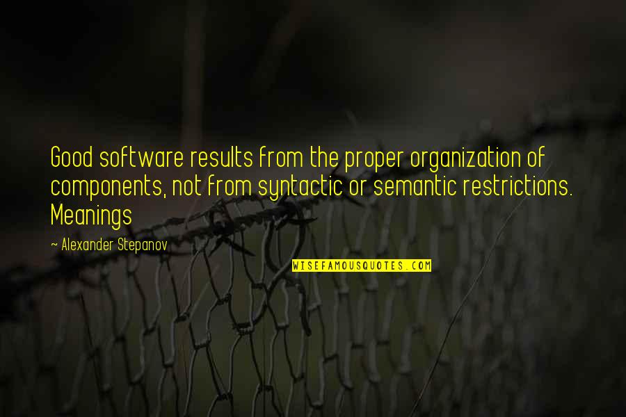 Magdalyn's Quotes By Alexander Stepanov: Good software results from the proper organization of Magdalyn's Quotes By Alexander Stepanov: Good software results from the proper organization of