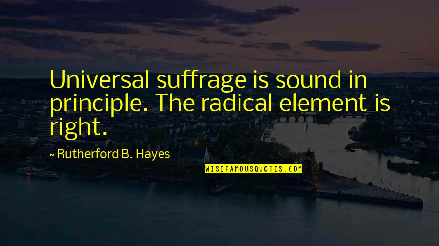 Maggie Dent Quotes By Rutherford B. Hayes: Universal suffrage is sound in principle. The radical