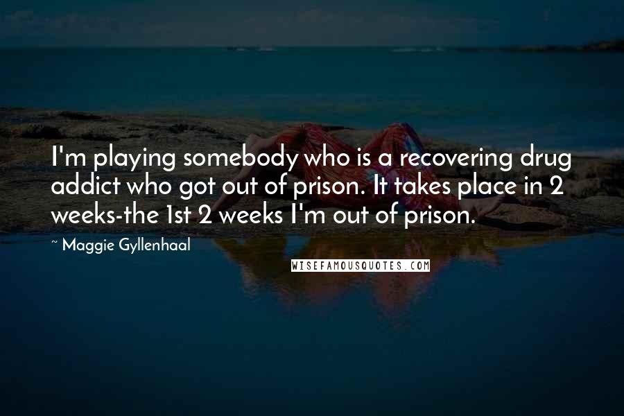 Maggie Gyllenhaal quotes: I'm playing somebody who is a recovering drug addict who got out of prison. It takes place in 2 weeks-the 1st 2 weeks I'm out of prison.