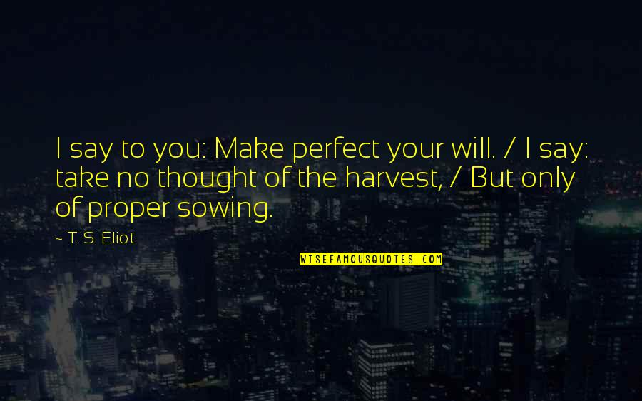 Magic Broom Quotes By T. S. Eliot: I say to you: Make perfect your will.