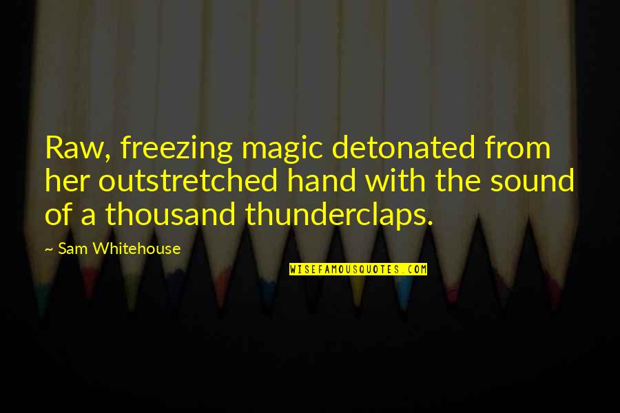Magic Fantasy Quotes By Sam Whitehouse: Raw, freezing magic detonated from her outstretched hand