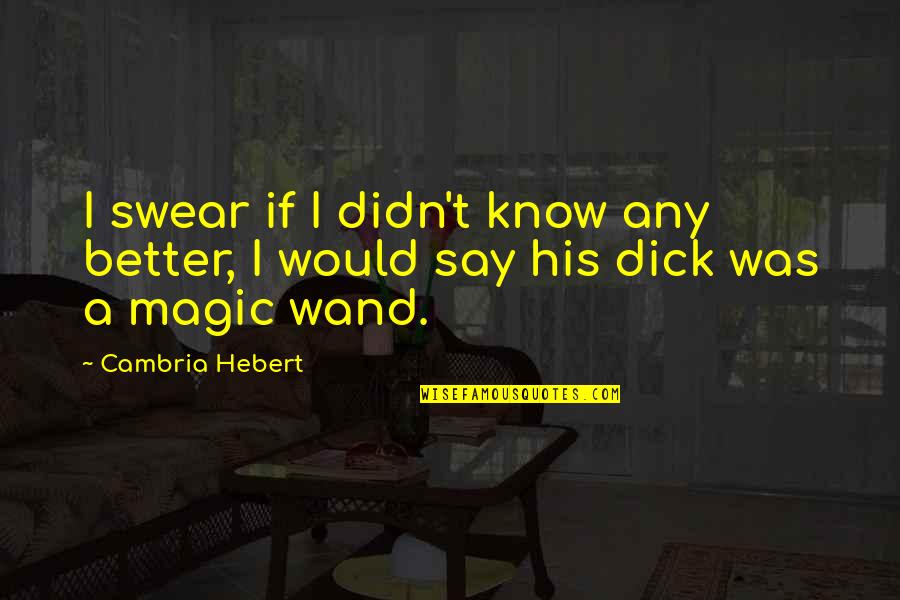 Magic Wand Quotes By Cambria Hebert: I swear if I didn't know any better,
