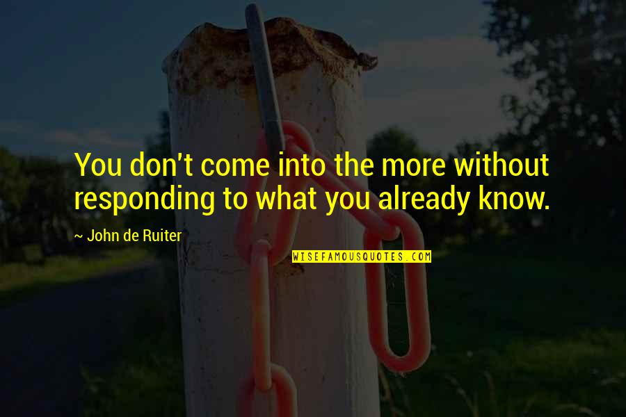 Magicks Of The Arcane Quotes By John De Ruiter: You don't come into the more without responding