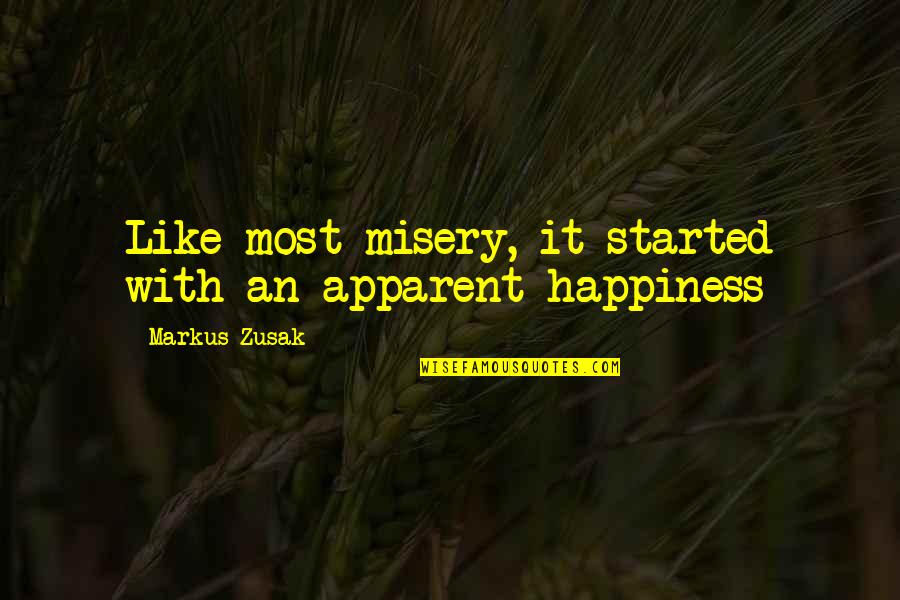 Magisterium Wiki Quotes By Markus Zusak: Like most misery, it started with an apparent Magisterium Wiki Quotes By Markus Zusak: Like most misery, it started with an apparent