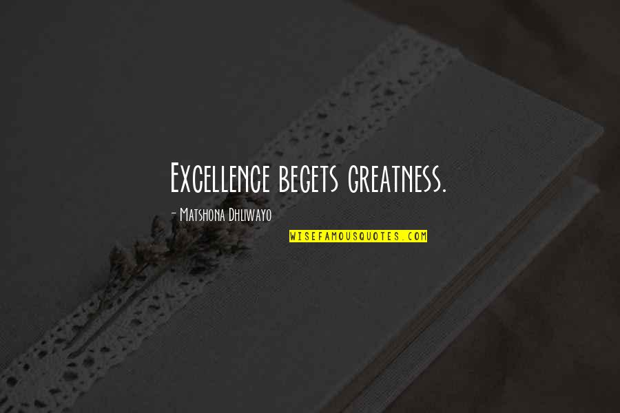 Magistretti Caori Quotes By Matshona Dhliwayo: Excellence begets greatness. Magistretti Caori Quotes By Matshona Dhliwayo: Excellence begets greatness.