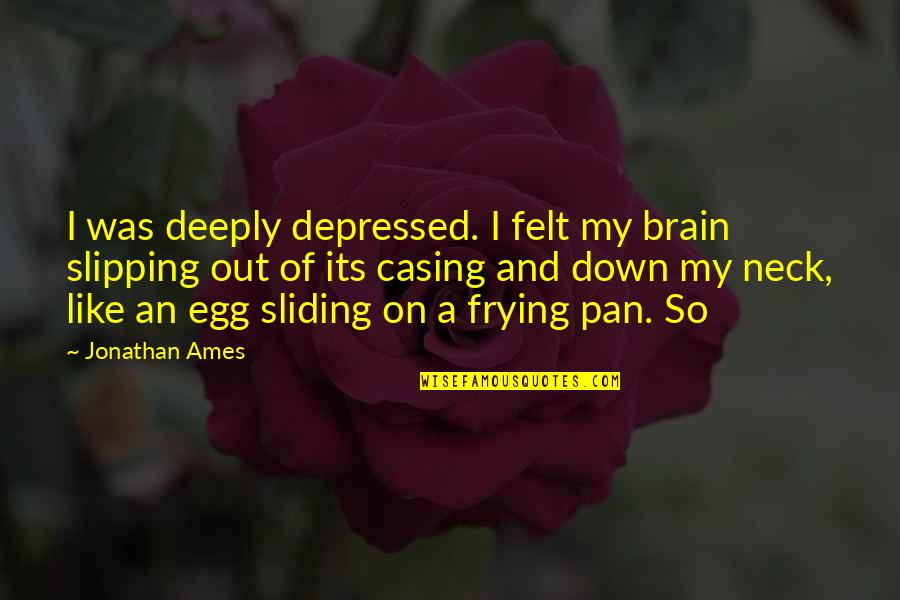 Magnesian Stone Quotes By Jonathan Ames: I was deeply depressed. I felt my brain Magnesian Stone Quotes By Jonathan Ames: I was deeply depressed. I felt my brain