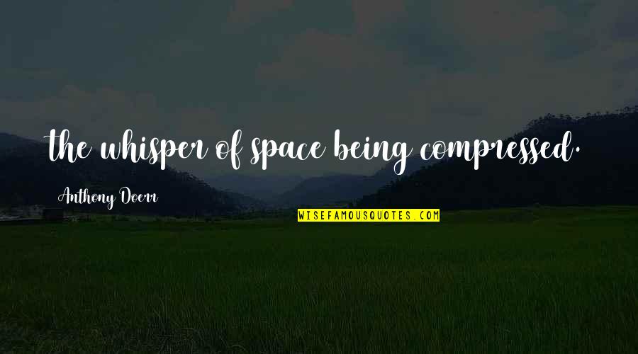 Magnetized Ferrite Quotes By Anthony Doerr: the whisper of space being compressed.