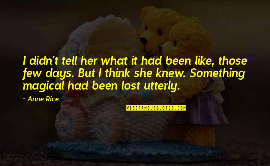 Magnier E Quotes By Anne Rice: I didn't tell her what it had been Magnier E Quotes By Anne Rice: I didn't tell her what it had been