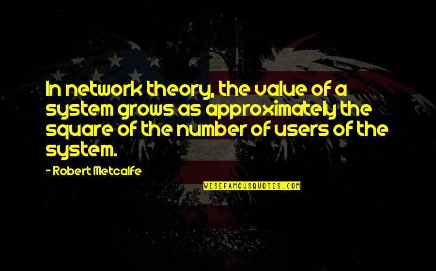 Magnifcence Quotes By Robert Metcalfe: In network theory, the value of a system Magnifcence Quotes By Robert Metcalfe: In network theory, the value of a system