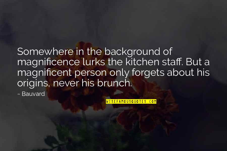 Magnificence Quotes By Bauvard: Somewhere in the background of magnificence lurks the