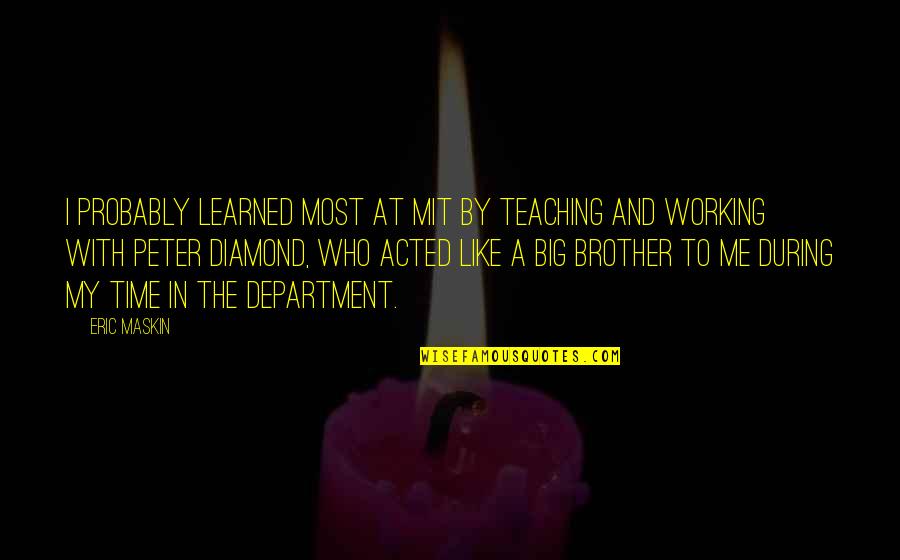 Magnificent Monday Quotes By Eric Maskin: I probably learned most at MIT by teaching