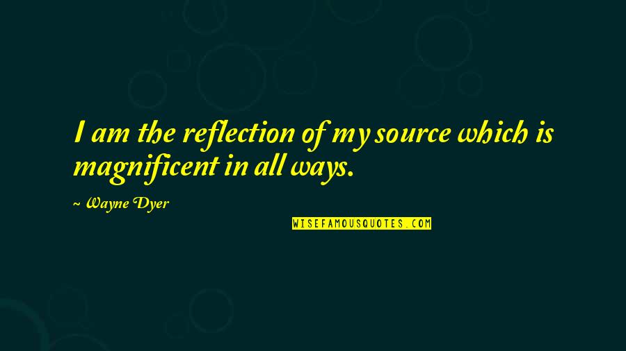 Magnificent Quotes By Wayne Dyer: I am the reflection of my source which