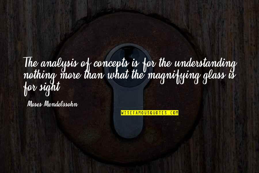 Magnifying Glass Quotes By Moses Mendelssohn: The analysis of concepts is for the understanding