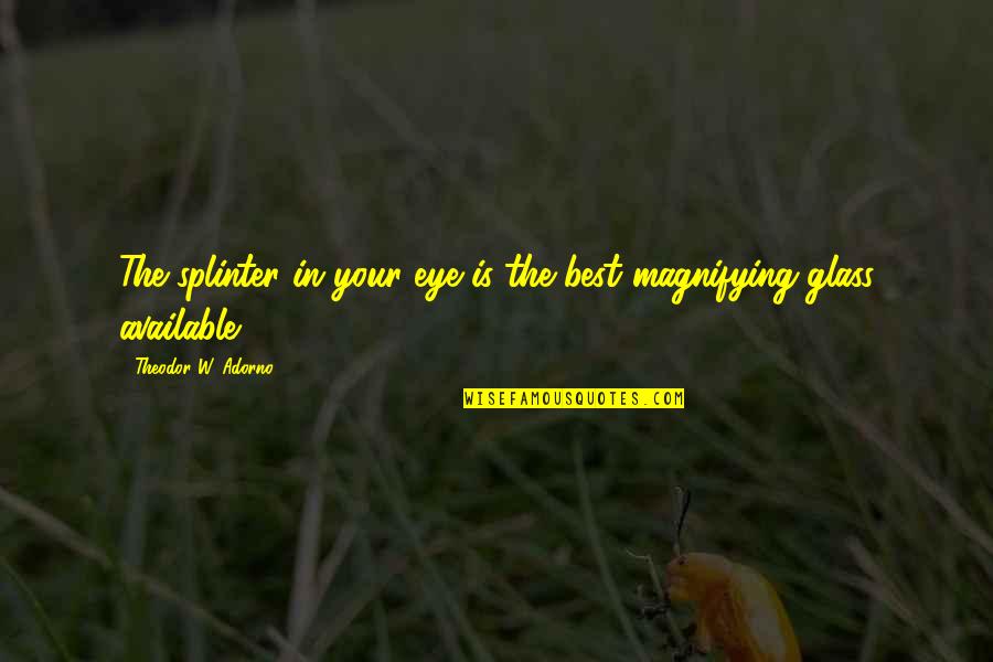 Magnifying Glass Quotes By Theodor W. Adorno: The splinter in your eye is the best