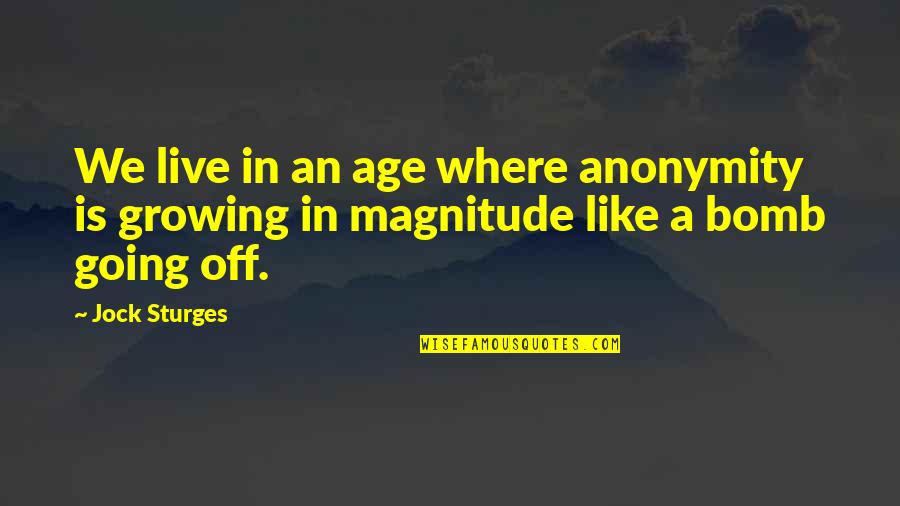 Magnitude Quotes By Jock Sturges: We live in an age where anonymity is